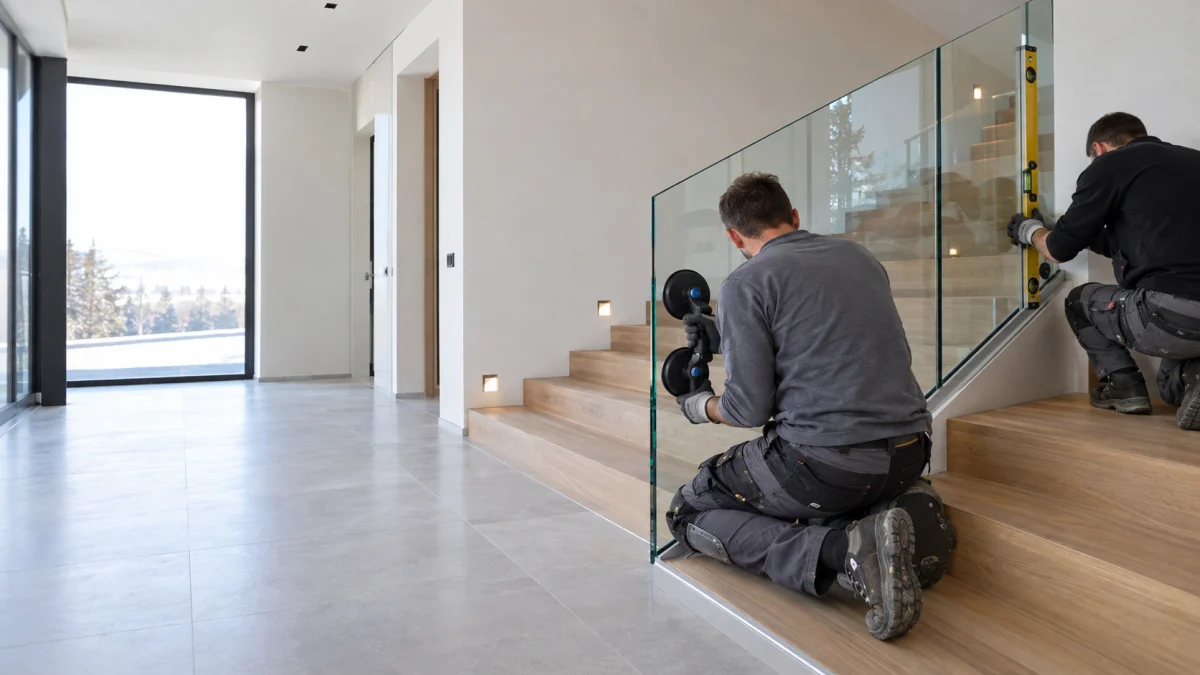 Montaj balustrade din sticlă